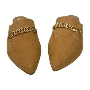 Steve Madden Tan Suede Chain Mules. Size 10.